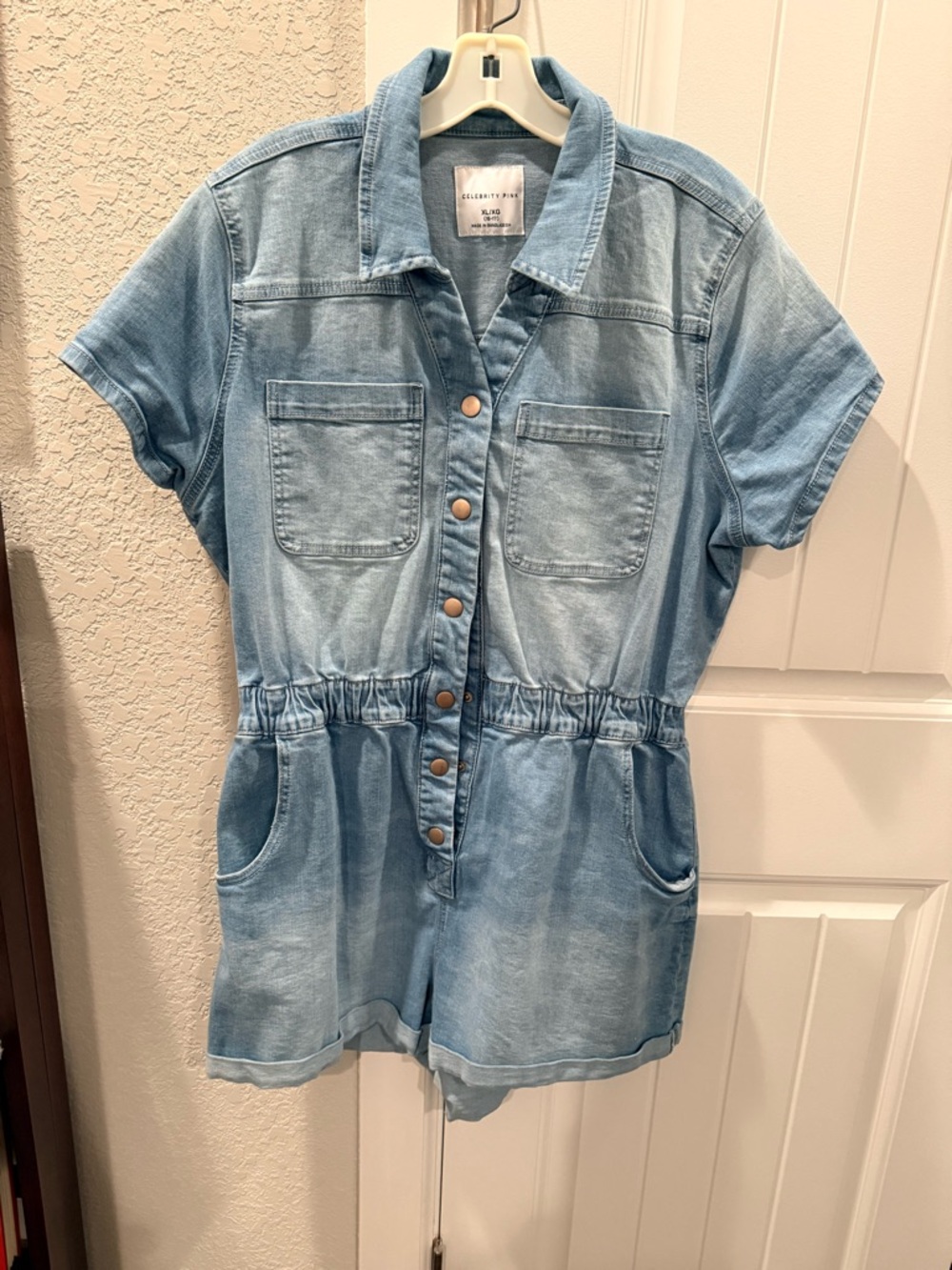 Celebrity Pink Light Blue Denim Romper